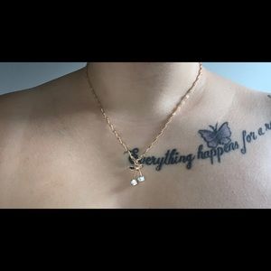 Crystal sparkly cherry necklace ( clear )